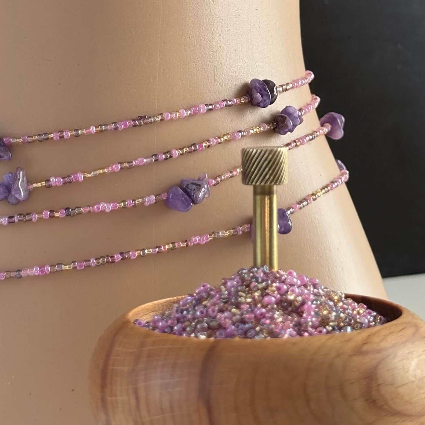 amethyst crystal waist beads for women
