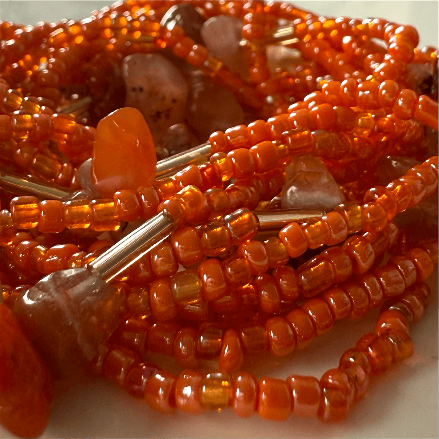 Carnelian waist beads, orange crystal waist beads for healing, gemstone waist chain for women