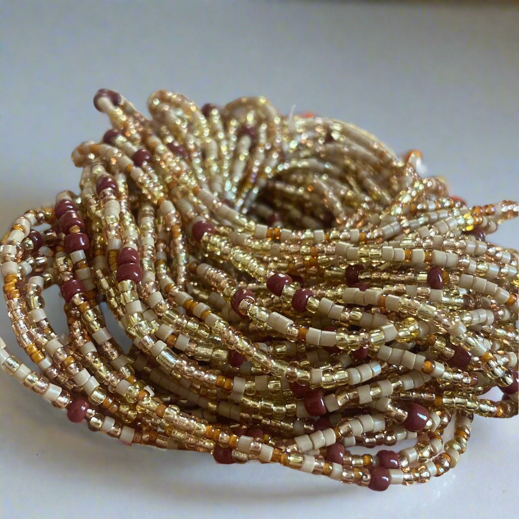 waistbeads, tie on waist beads, waist beads for weight loss, beaded waist chain, brown waist beads, waist beads with clasps