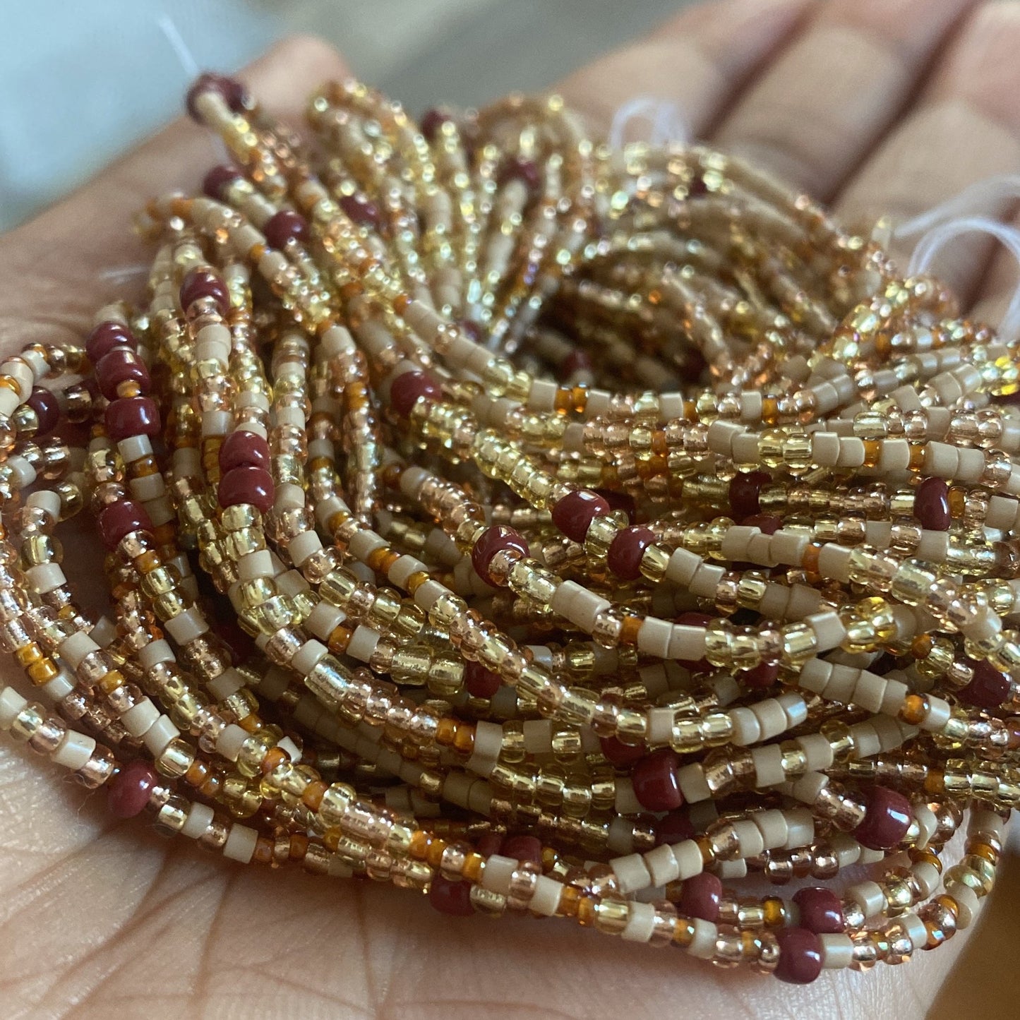 waistbeads, tie on waist beads, waist beads for weight loss, beaded waist chain, brown waist beads, waist beads with clasps, african waist beads, beaded chain, gold waist beads, bead belly chain