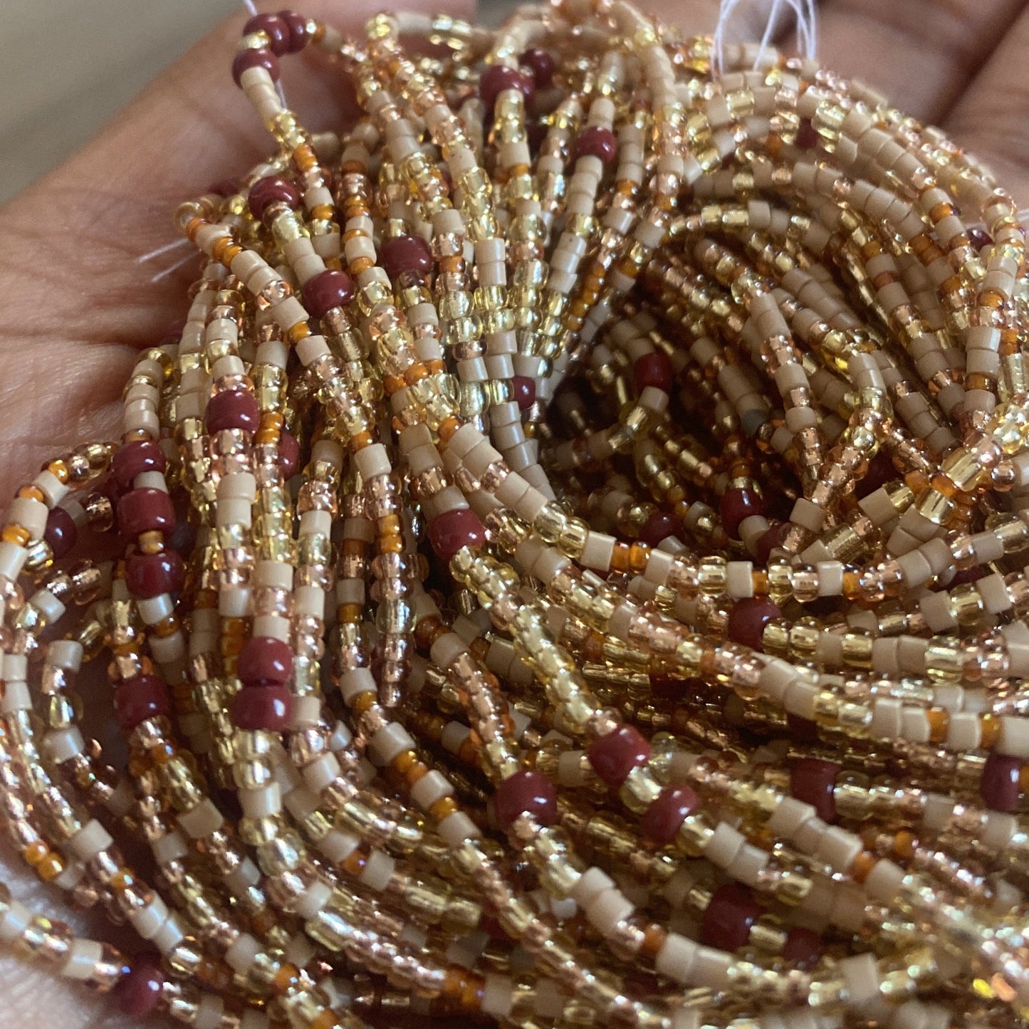 waistbeads, tie on waist beads, waist beads for weight loss, beaded waist chain, brown waist beads, waist beads with clasps, African waist beads