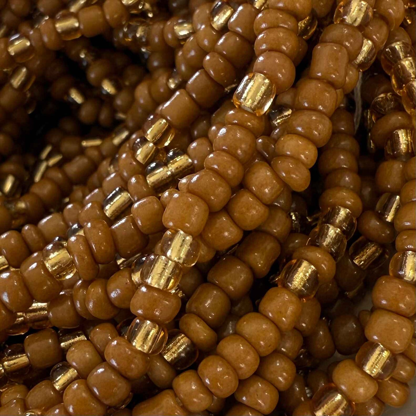 brown and gold tie on waist beads for weight loss