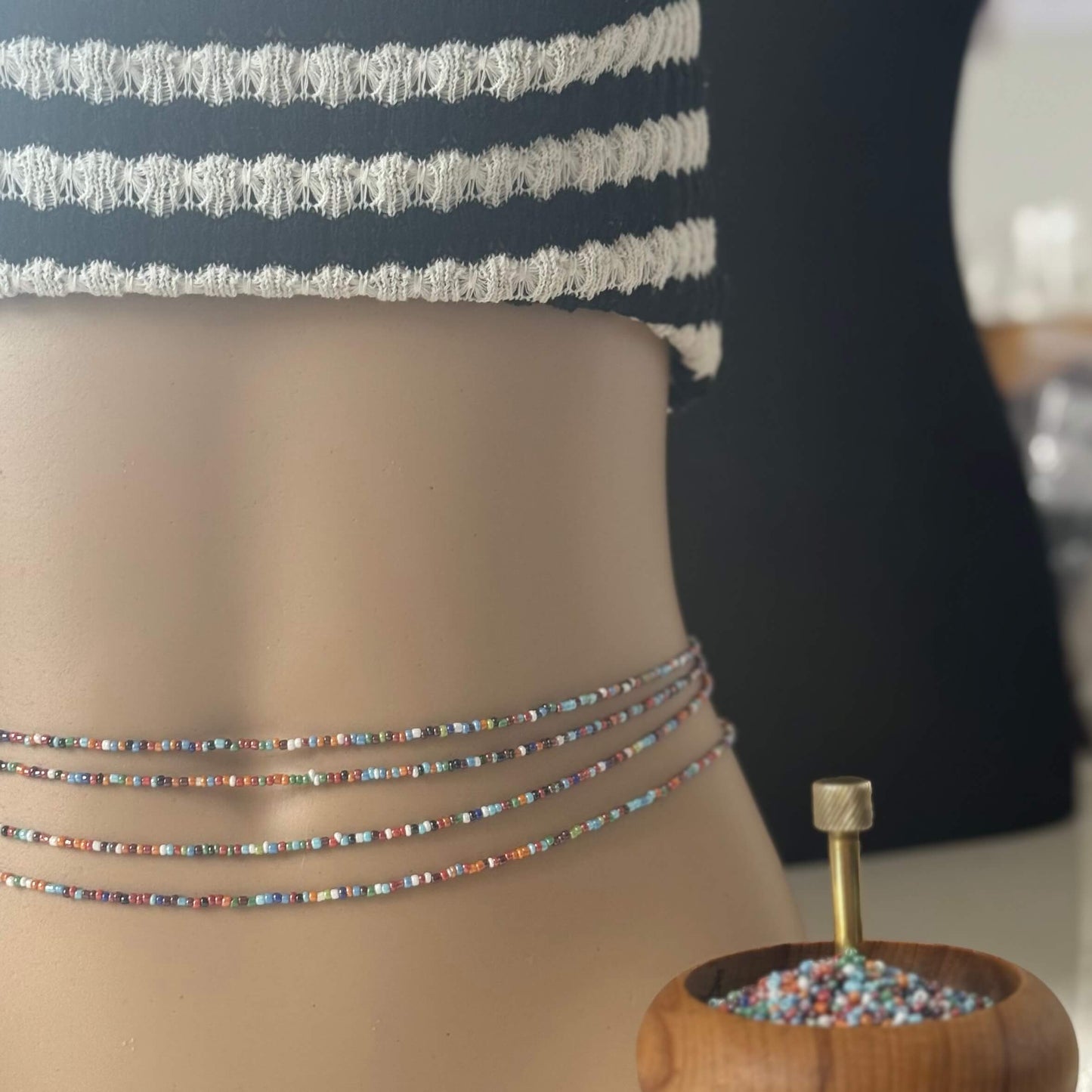 colourful beaded waist necklaces , tie on waist beads for weight loss