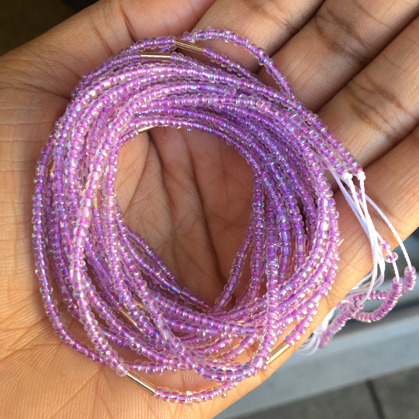 purple waist beads, tie on and clasp waist beads for weight loss