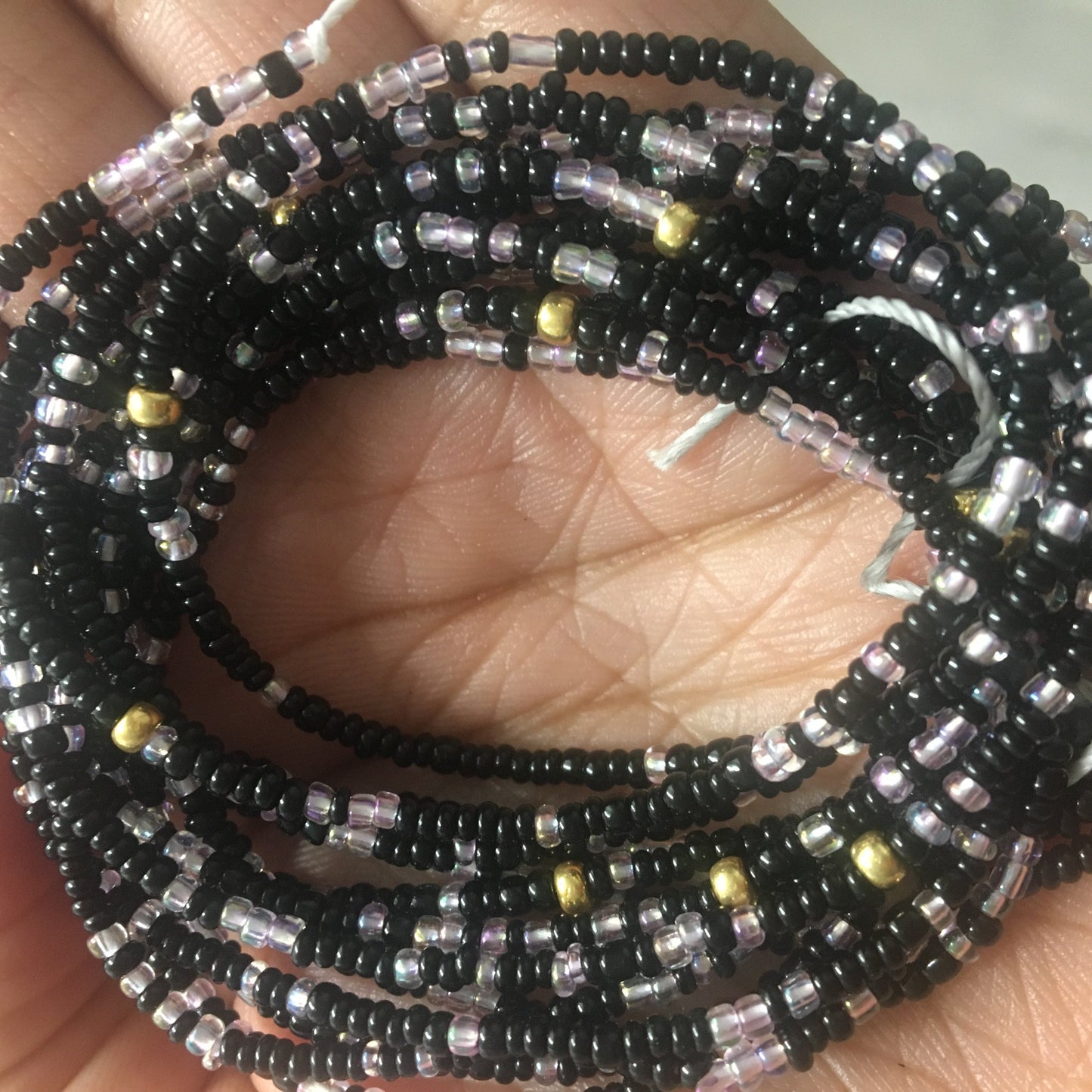 Black and pink waist beads