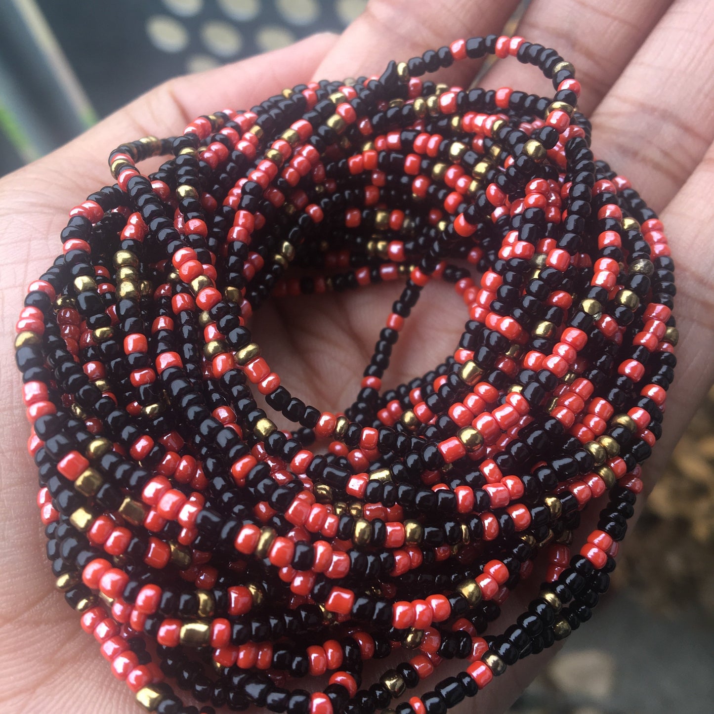 black and red waist beads