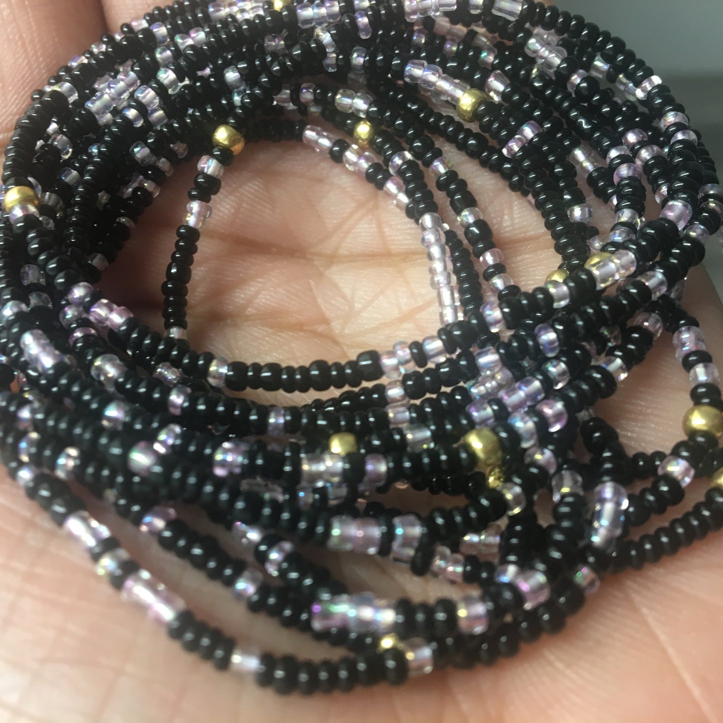 Black & Rainbow Pink Waist Beads