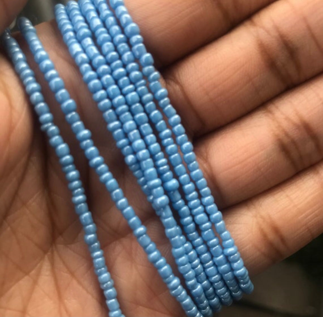 baby blue waist beads, tie on and clasp waist beads for weight loss