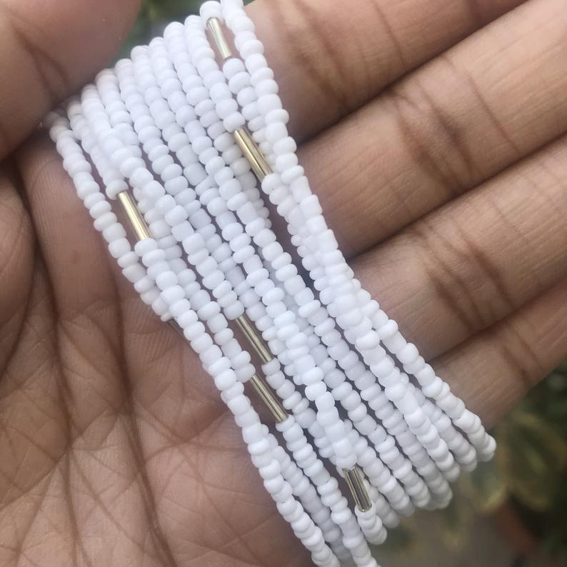 White and Gold Waist Beads