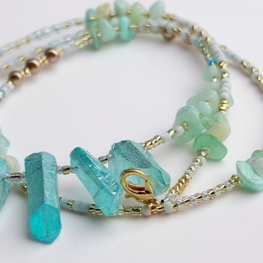 Natural Quartz & Amazonite Waist Beads for healing