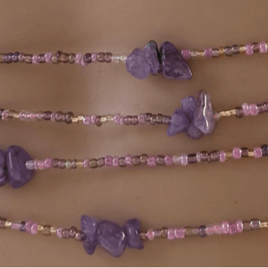 amethyst crystal waist beads for women