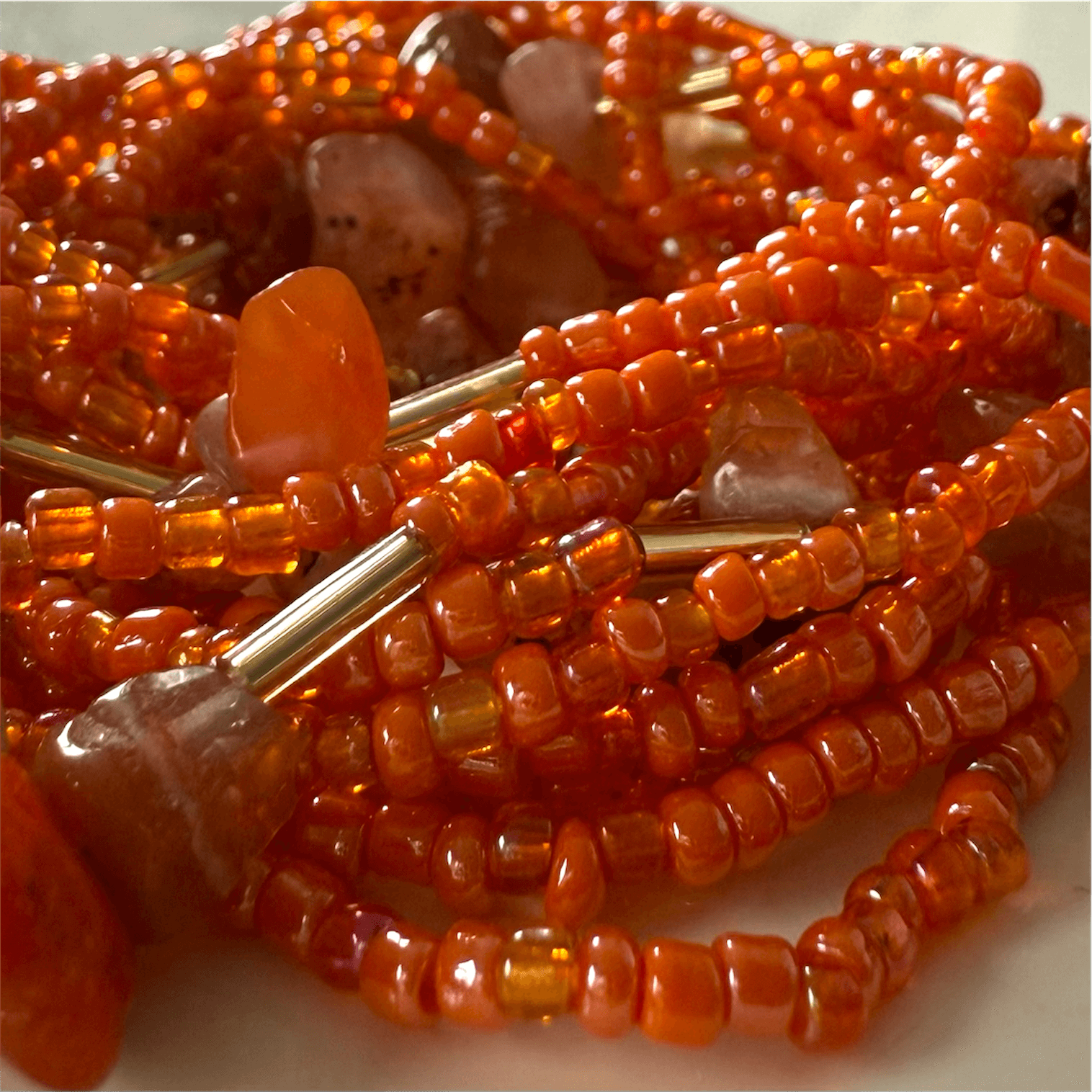 Carnelian waist beads, orange crystal waist beads for healing, gemstone waist chain for women