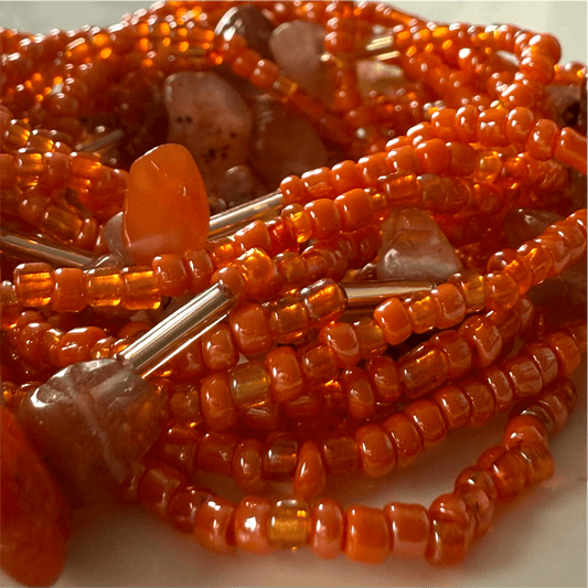 Carnelian waist beads, orange crystal waist beads for healing, gemstone waist chain for women