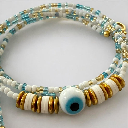 evil eye waist beads with clasp