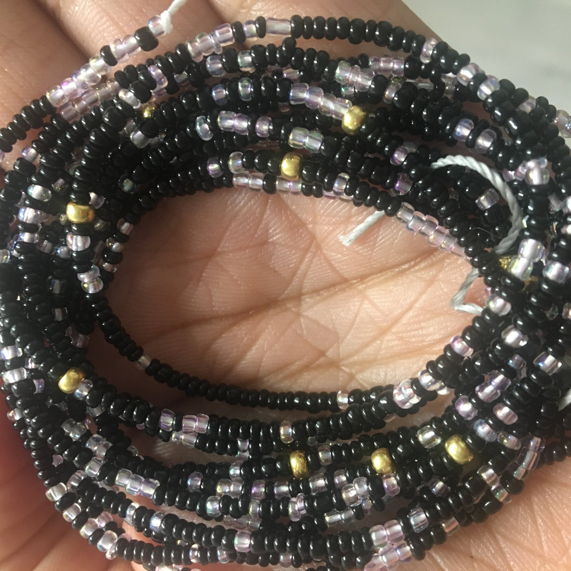 Black and pink waist beads
