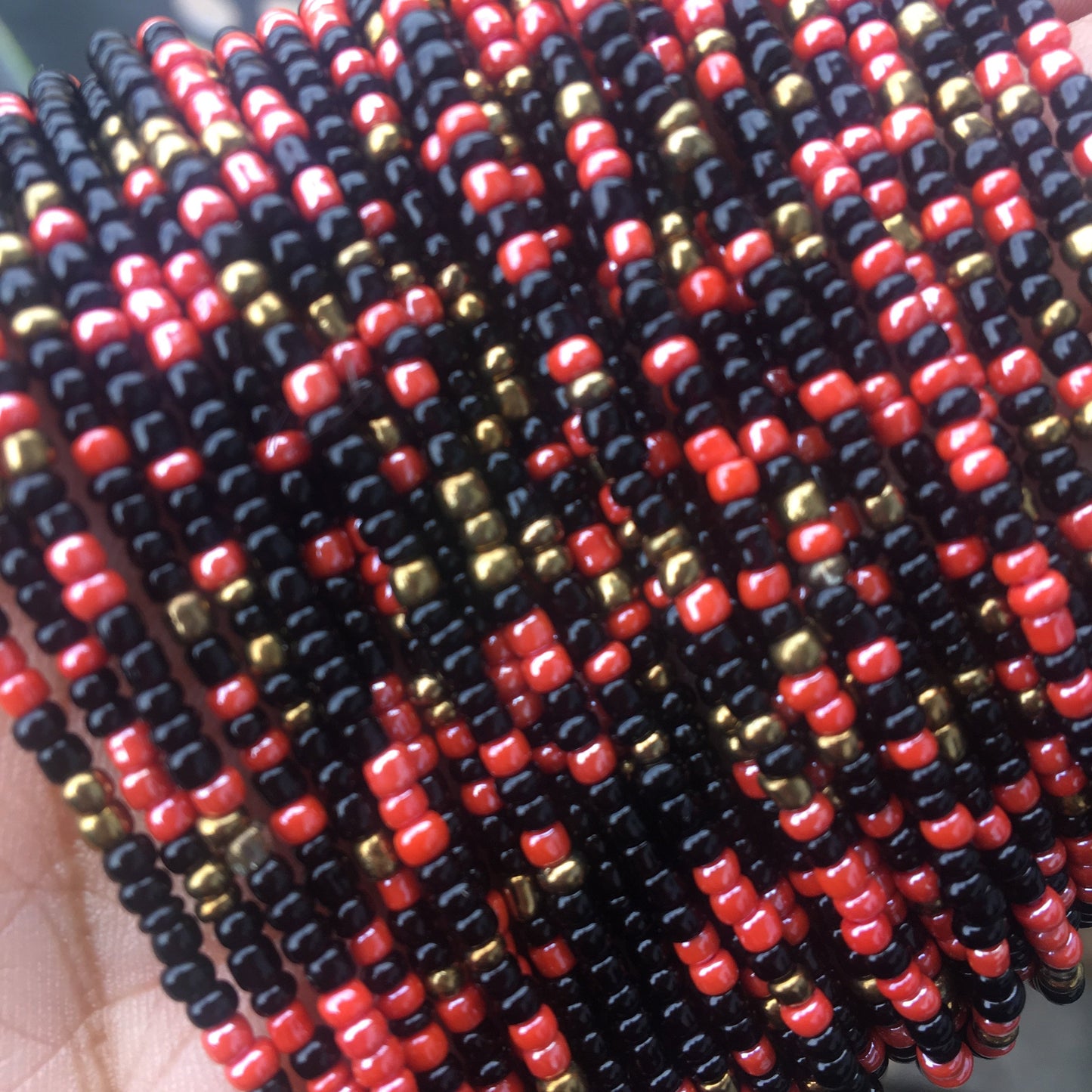 black and red waist beads