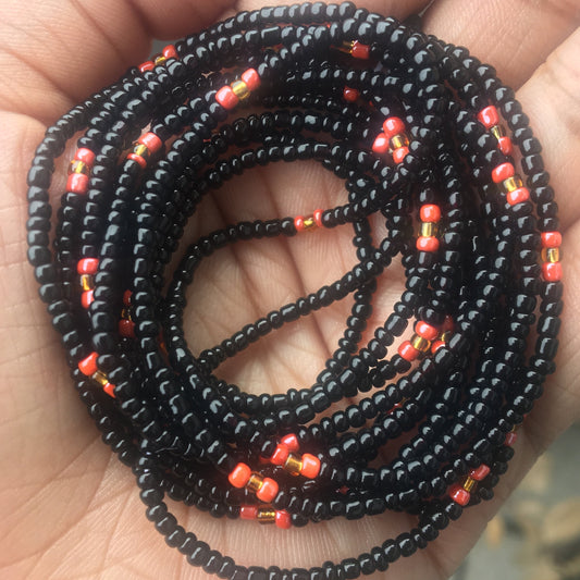 black and red waist beads