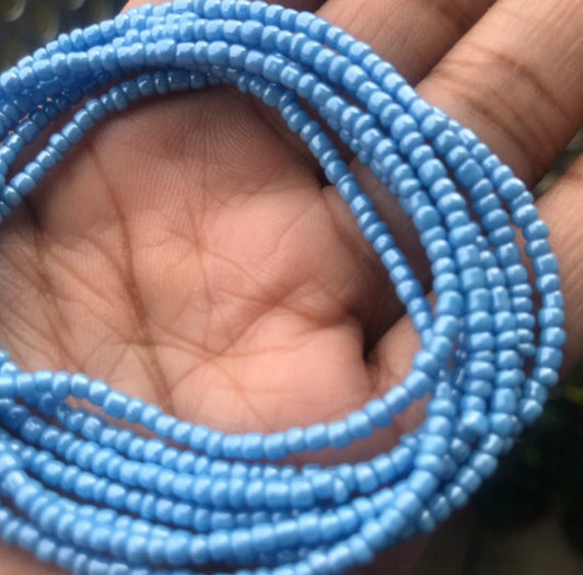 baby blue waist beads, tie on and clasp waist beads for weight loss