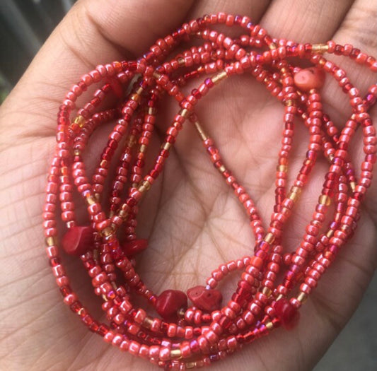 red coral waist beads