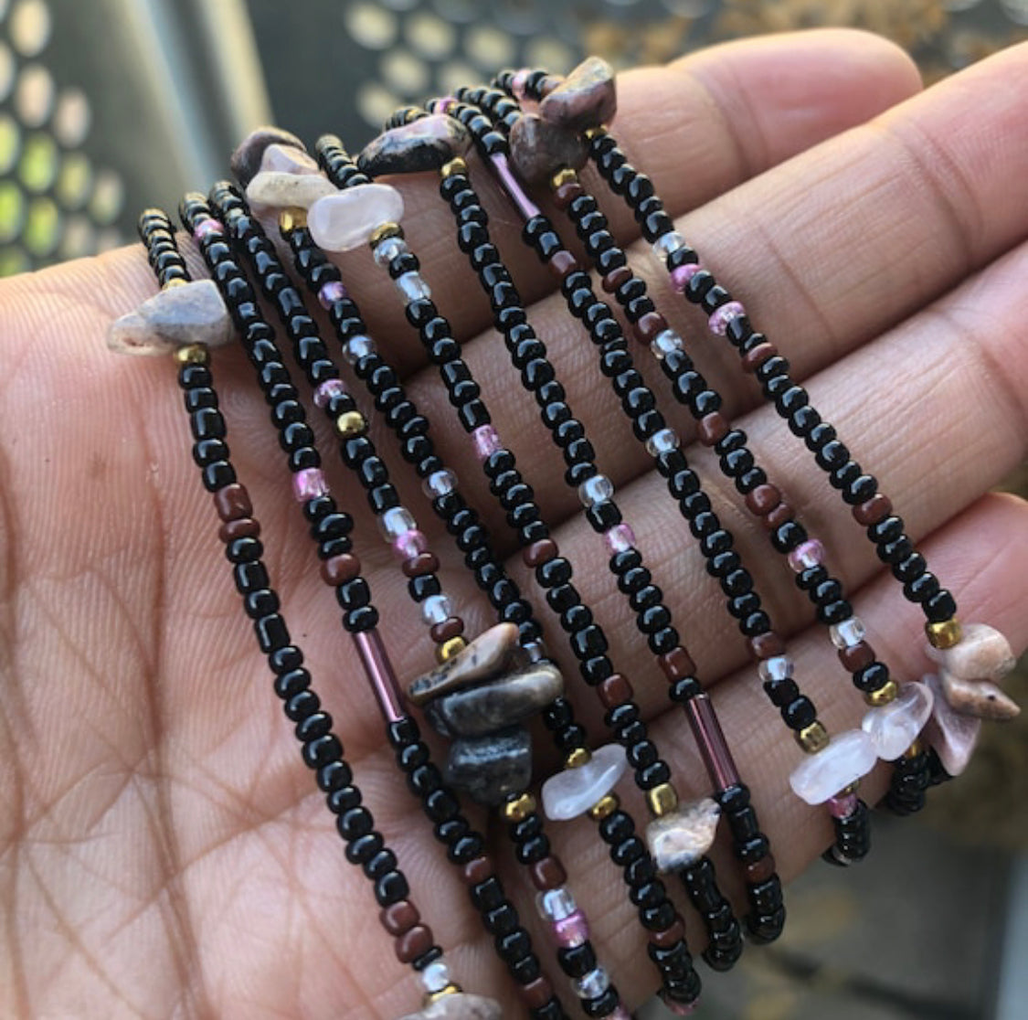 rhodonite waist beads